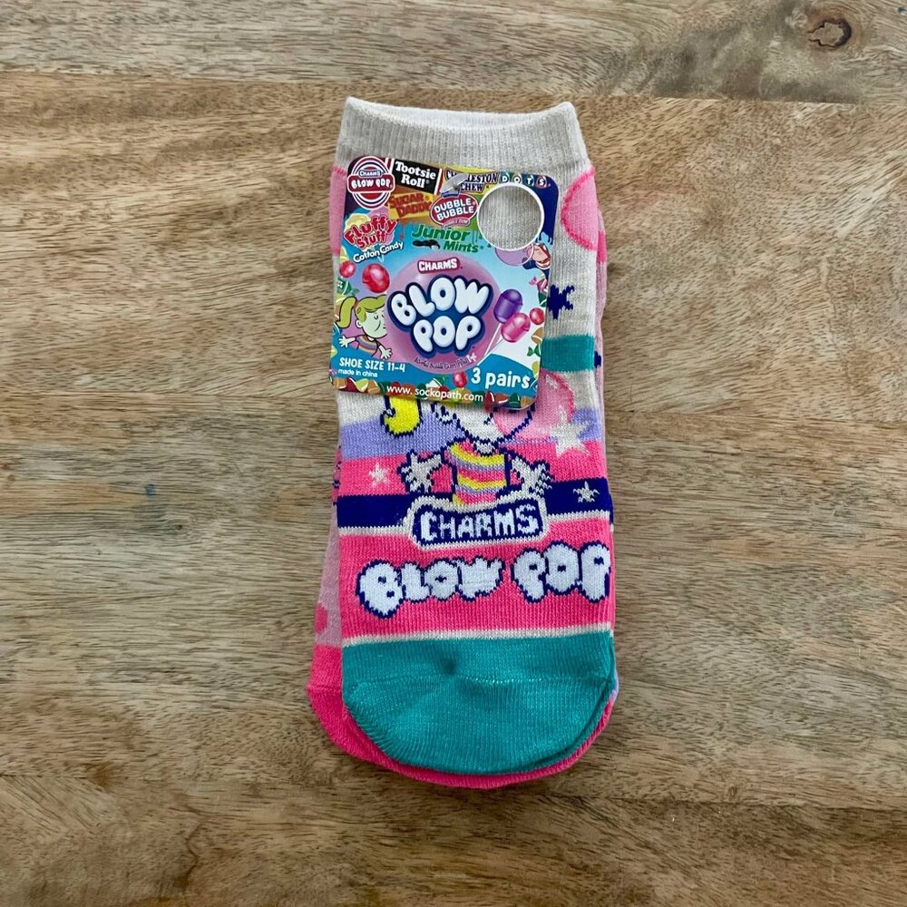 5/$20 NEW 3Pk 11-4 Girls Blow Pop Candy Socks